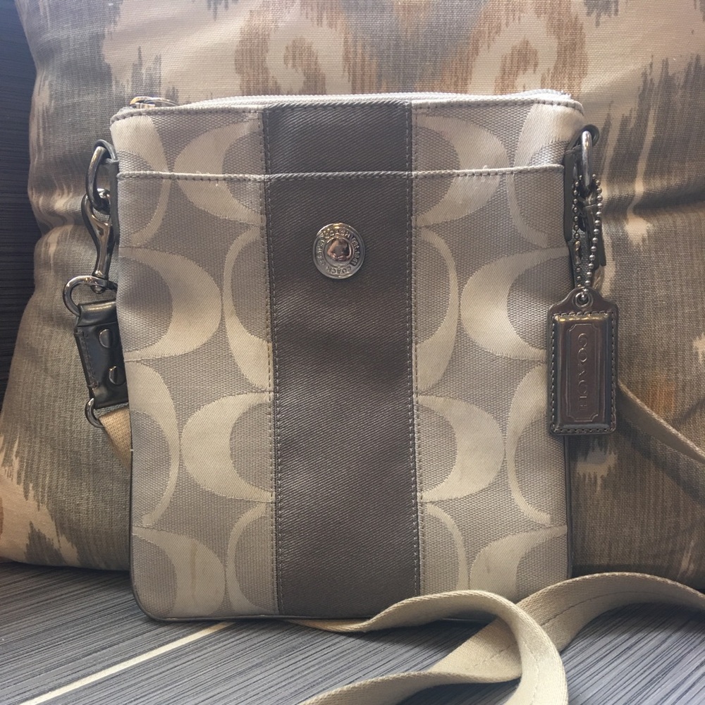 Coach Silver Canvas Crossbody
